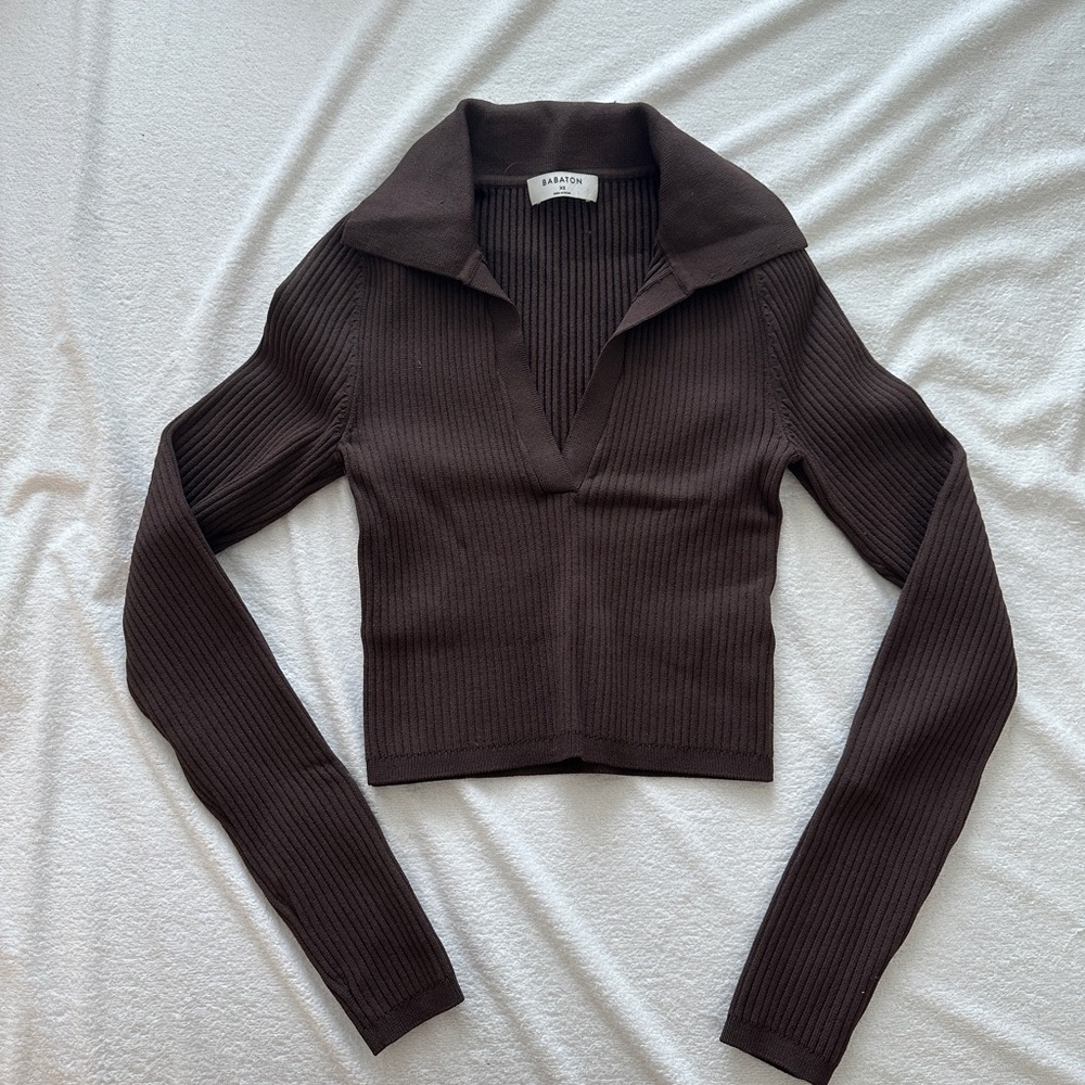 Brown Ribbed Sweater